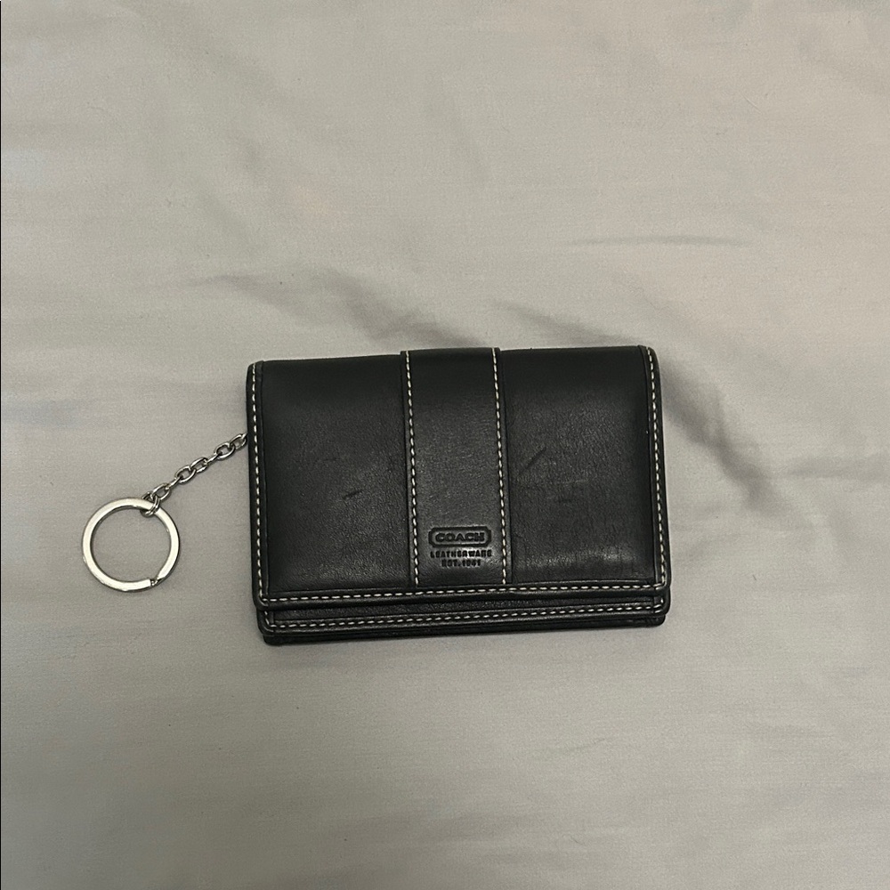 Black Leather Wallet with Keychain